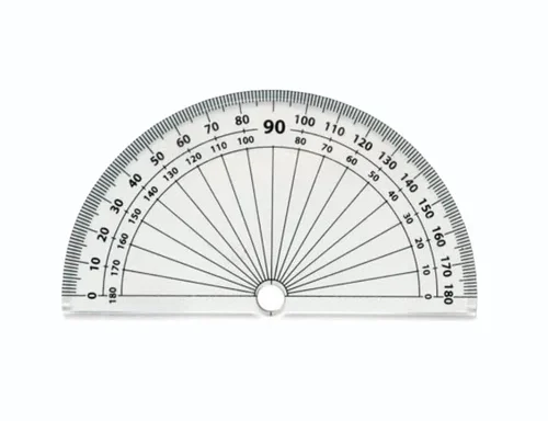 Auxiliary Items 180 measuring protectors Double angle marking 0-180 With centre hole on base line.