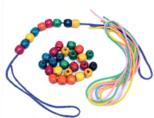 BEADS WITH BIG HOLES AND STRING NCERT Jadui Jaadui Pitara kit Part A