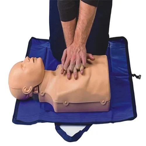 CPR training manikin used for practicing chest compressions and rescue breathing techniques