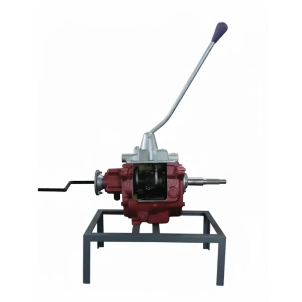 Demonstration differential gear model mounted on wooden base showing torque distribution for automotive training
