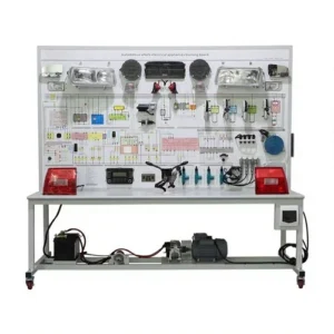 Electrical equipment board of a car showing vehicle wiring, switches, and relays for automotive training labs