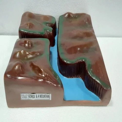 Plaque models geomorphology showing landforms and terrain features for geography education and classroom demonstration