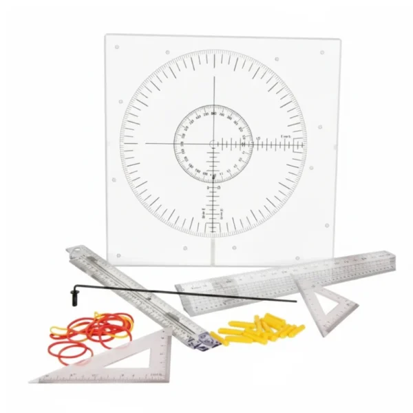 Trigonometry board kit with geometric construction tools for hands-on learning of trigonometric concepts